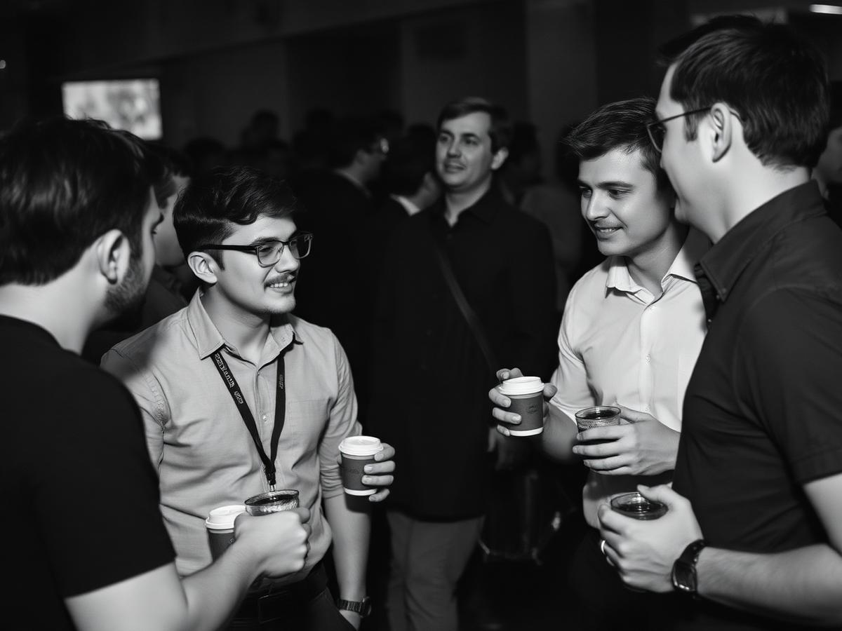 Founders networking over coffee at a Seapreneurs mixer